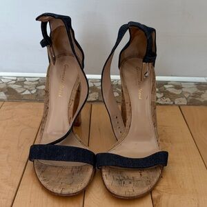 Gianvito Rossi Black and Cork Heels